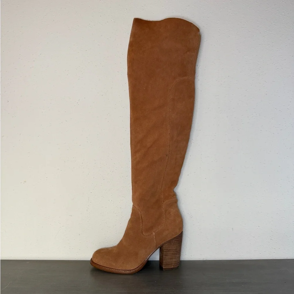 KELSI DAGGER BROOKLYN KDB Logan Camel Over The Knee Boots Suede Leather Size 8